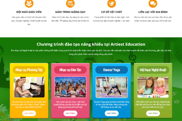 Web trung tâm nghệ thuật trẻ em