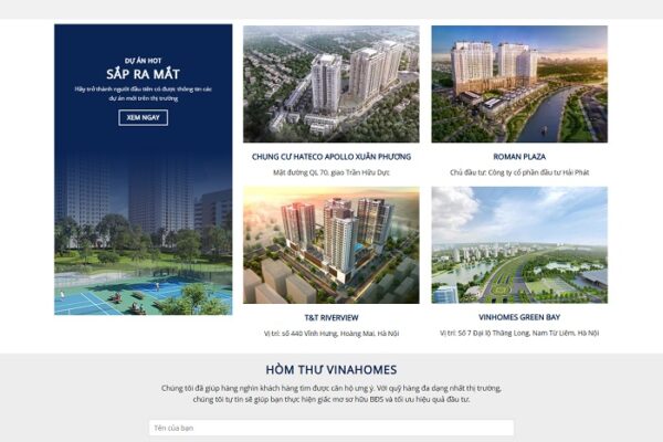 Web marketing giới thiệu dự án Bất động sản