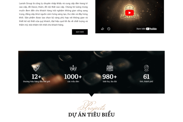 Web giới thiệu sản phẩm Đèn chùm