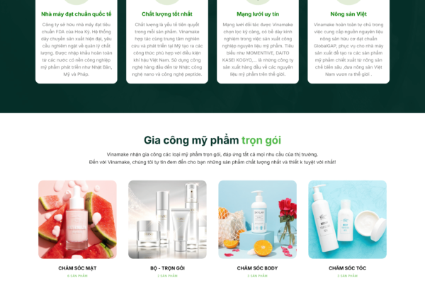 Web giới thiệu dịch vụ, mỹ phẩm làm đẹp