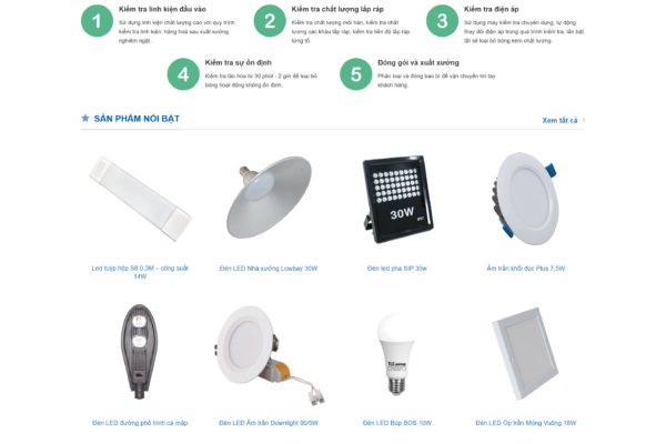 Web giới thiệu sản phẩm Bóng đèn led