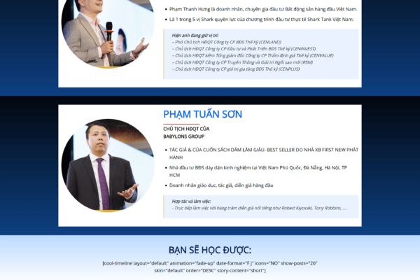 Web doanh nhân tư vấn về một lĩnh vực nào đó