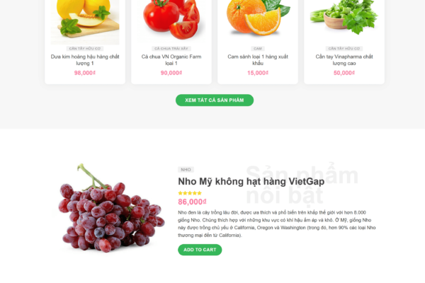 Web thương mại điện tử bán Rau củ