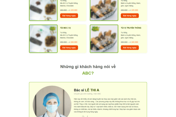 Web sản phẩm thực phẩm giảm cân