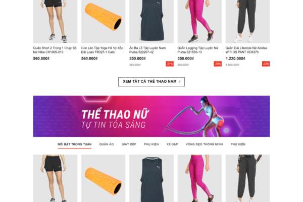 Website bán phụ kiện thể thao