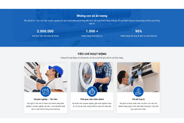 Website dịch vụ điện lạnh