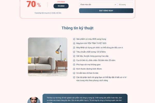 Web giới thiệu đồng hồ gián tường 3d