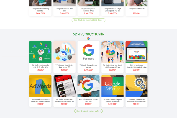 Website bán thiết bị và dịch vụ của Google