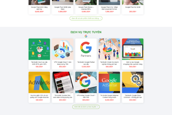Website bán thiết bị và dịch vụ của Google