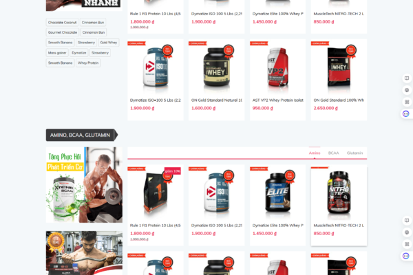 Website bán thực phẩm bổ sung thể hình