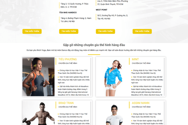 Website trung tâm thể hình và yoga