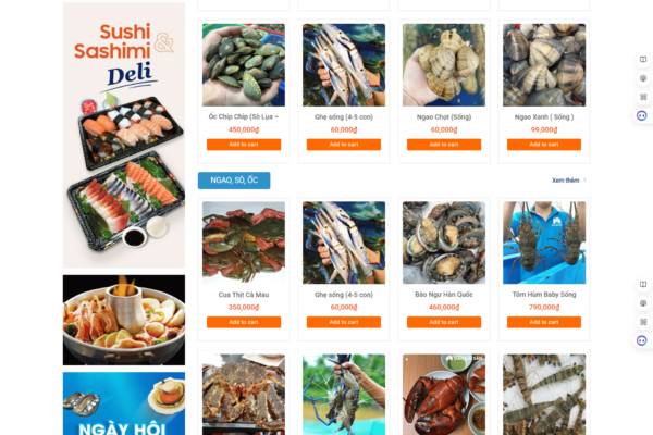 Website bán hải sản tươi sống