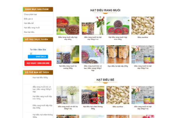 Website bán hạt điều