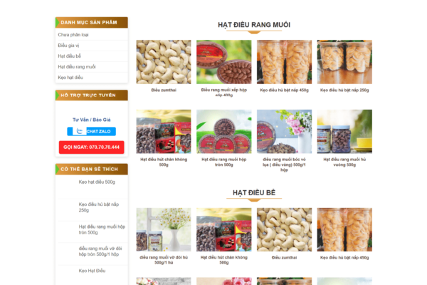Website bán hạt điều