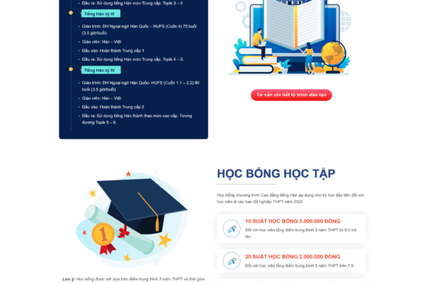 Web giới thiệu về chương trình đào tạo tiếng Hàn