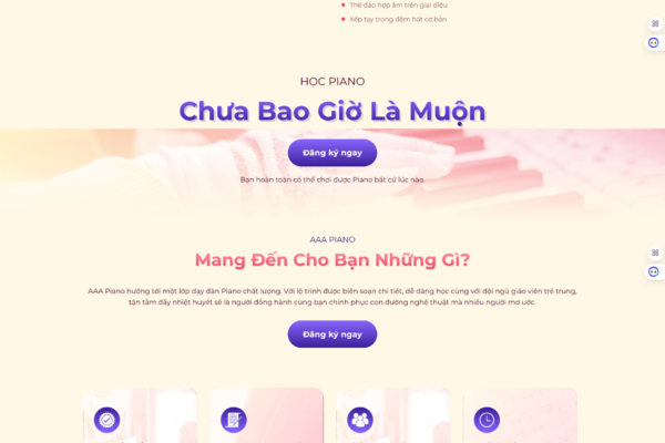 Website giới thiệu khóa học đàn Piano