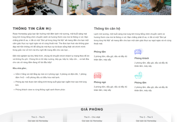 Web giới thiệu khách sạn homestay