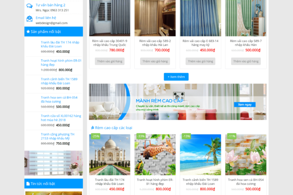 Web bán các sản phẩm rèm cao cấp