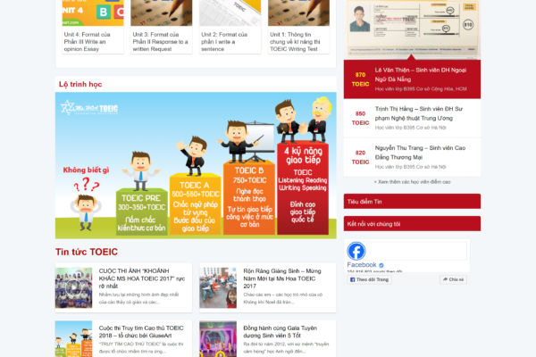 Web giới thiệu về khóa học tiếng anh