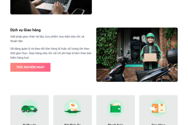 website giới thiệu dịch vụ Grab